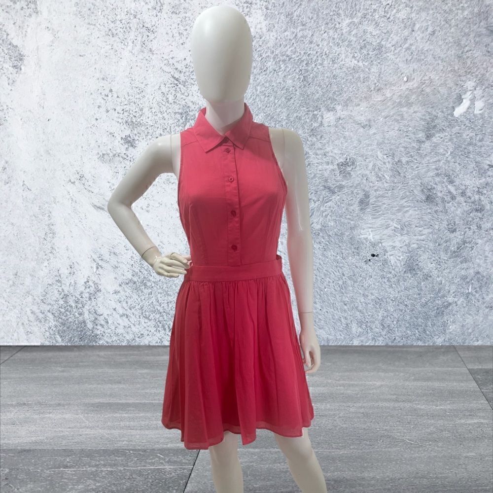 BCBG Sleeveless Side Cut Out Button Up Dress
